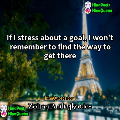Zoltan Andrejkovics Quotes | If I stress about a goal, I